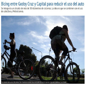 Bicing entre Godoy Cruz y Capital para reducir el uso del auto