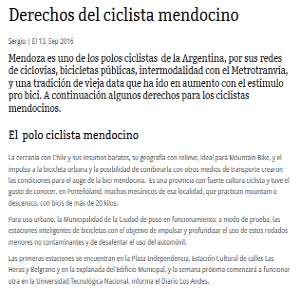 Derechos del ciclista mendocino